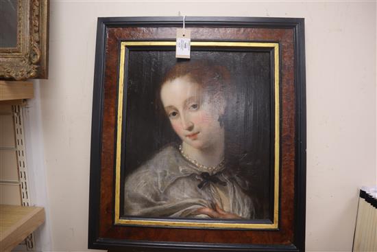 18th century Continental School, head and shoulder portrait of Cornelie Parker 40 x 35cm